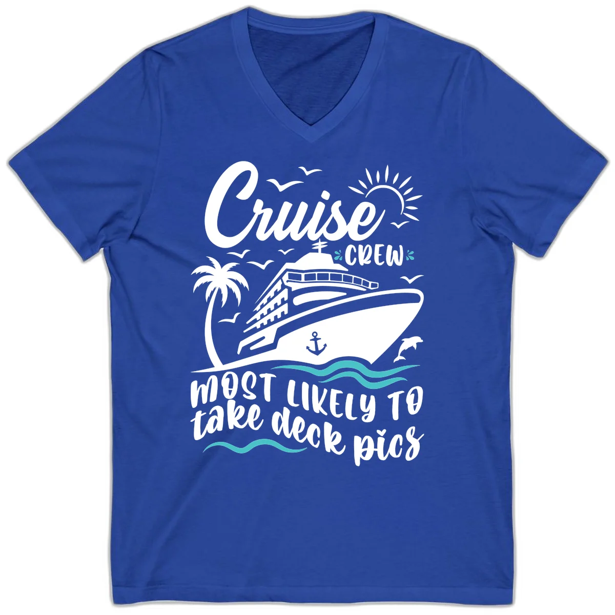 Cruise Crew Most Likely To Take Deck Pics V-Neck in True Royal