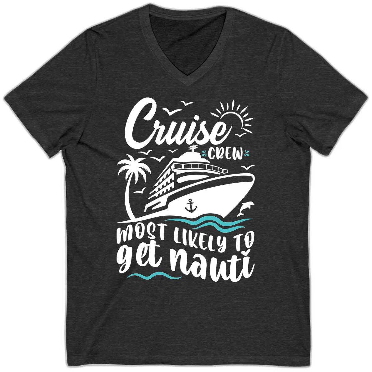Cruise Crew Most Likely To Get Nauati V-Neck in Dark Grey Heather