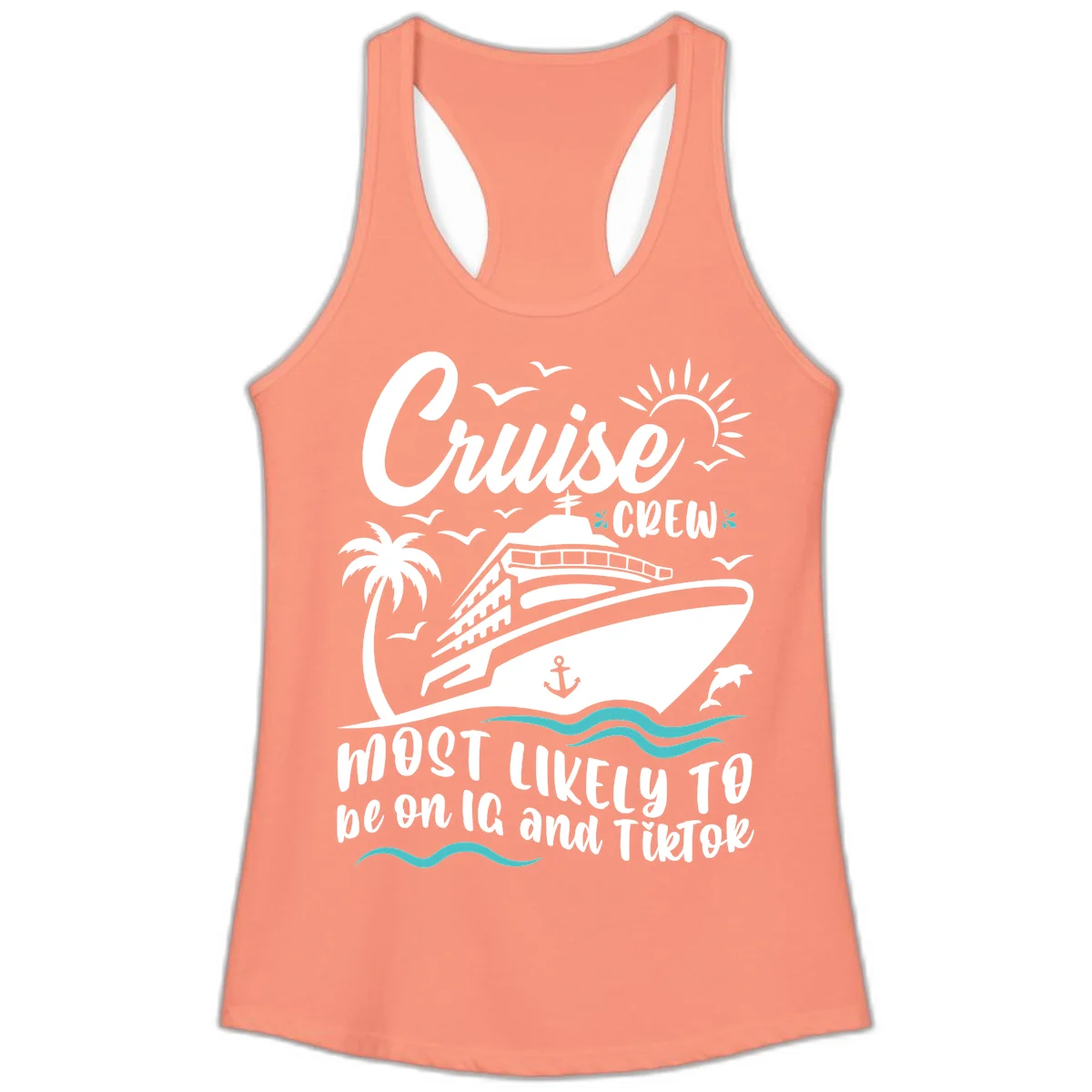 Cruise Crew Most Likely To Ladies Tank in Solid Light Orange