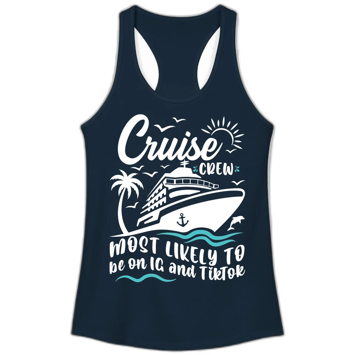 Cruise Crew Most Likely To Ladies Tank in Solid Midnight Navy