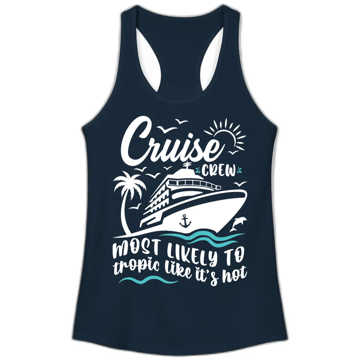 Cruise Crew Tropical Vibes Ladies Tank in Solid Midnight Navy