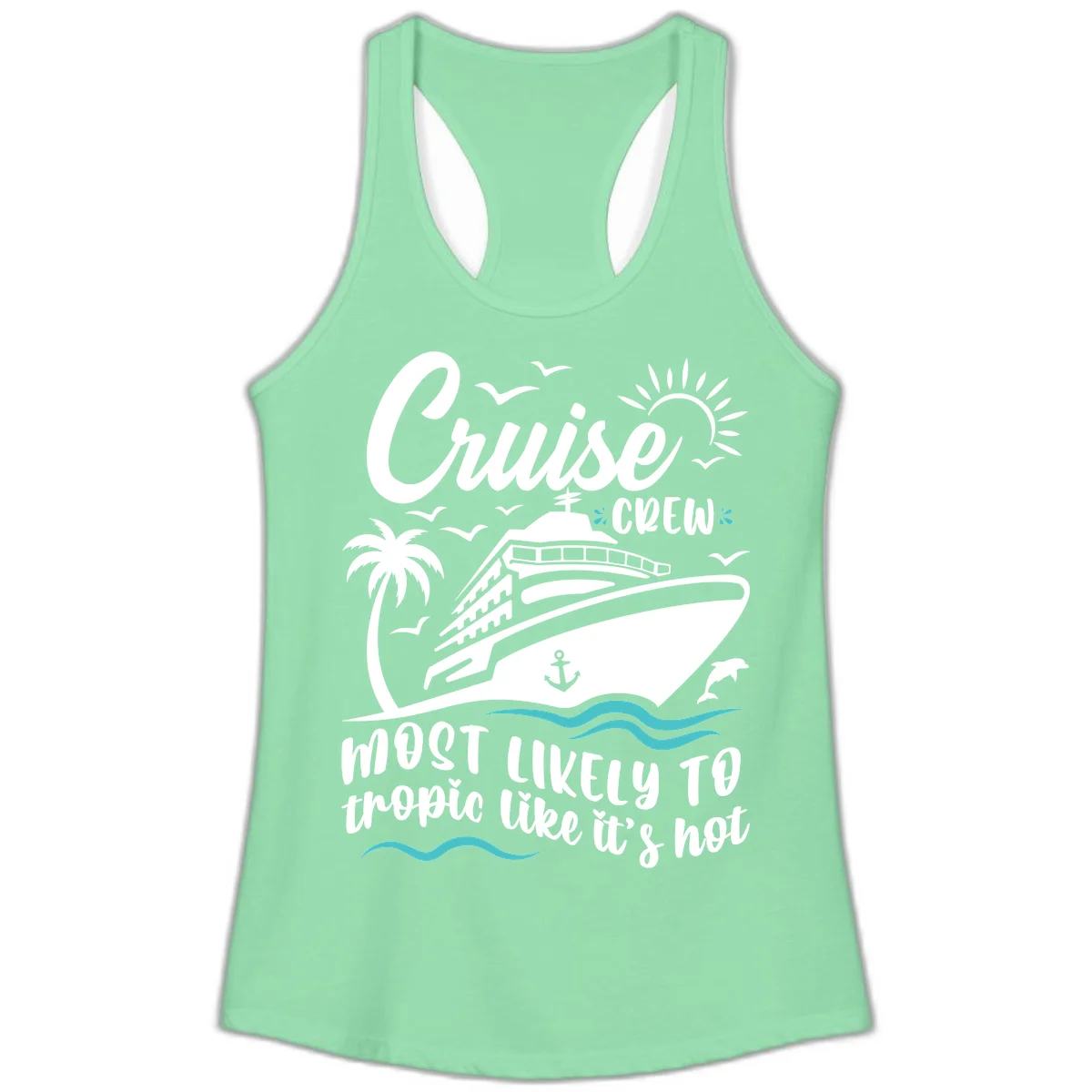 Cruise Crew Tropical Vibes Ladies Tank in Solid Mint
