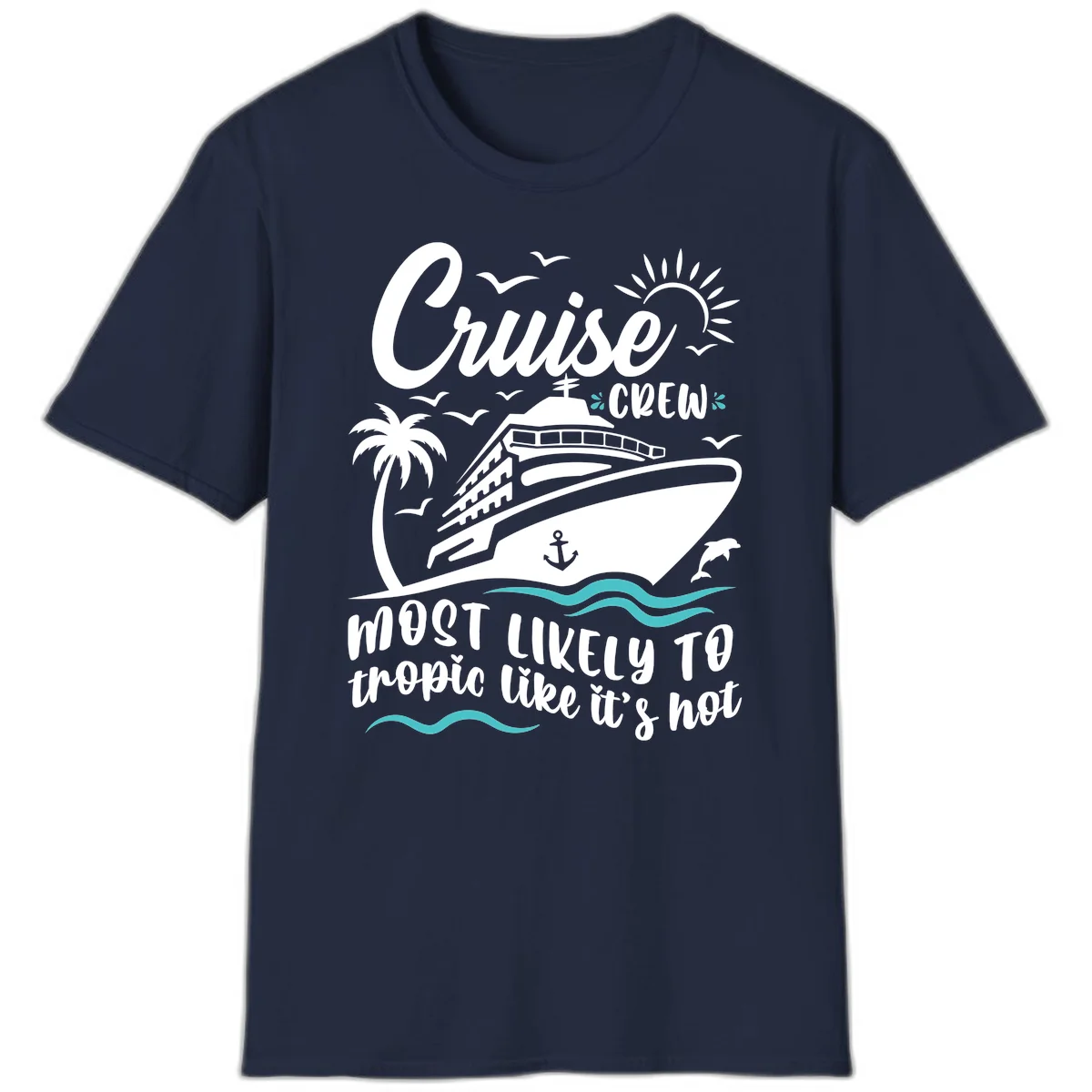 Cruise Crew Tropical Vibes T-Shirt in Navy