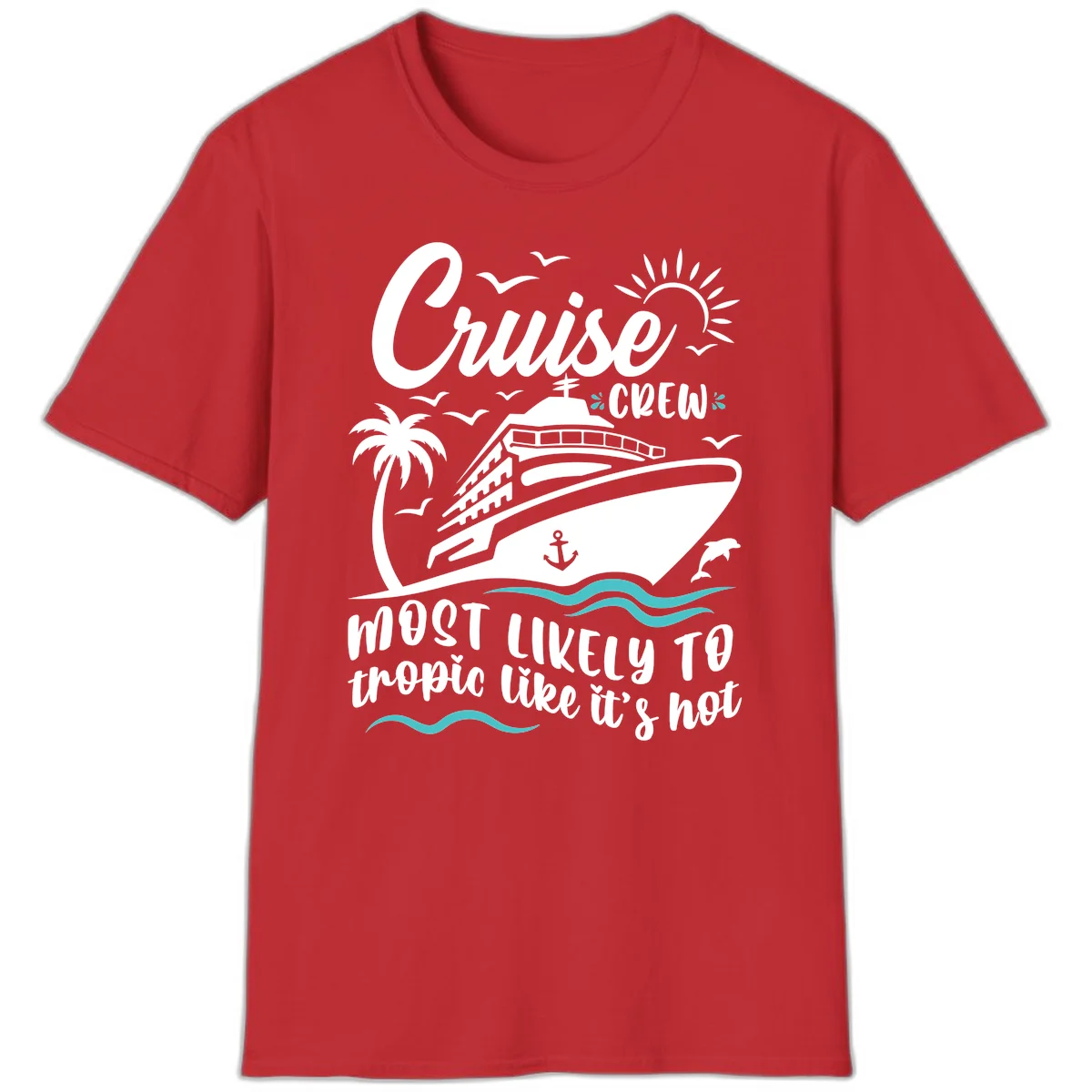 Cruise Crew Tropical Vibes T-Shirt in Red