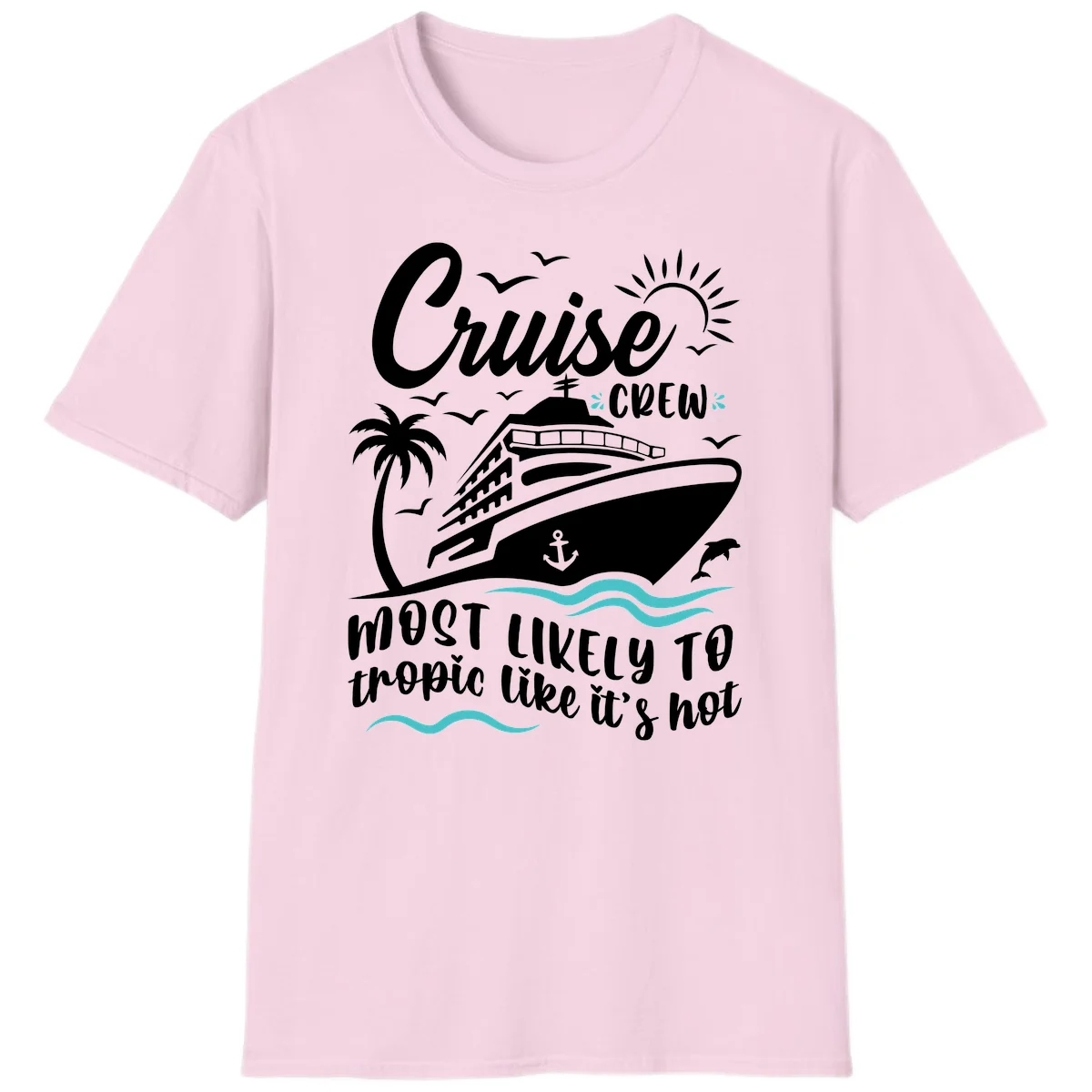 Cruise Crew Tropical Vibes T-Shirt in Light Pink