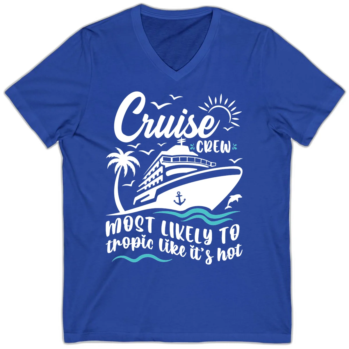 Cruise Crew Tropical Vibes V-Neck in True Royal
