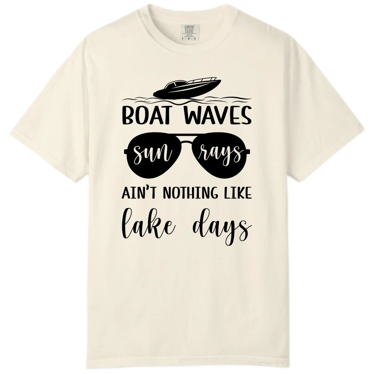 Boat Waves Sun Rays Lake Days Comfort Color in Ivory