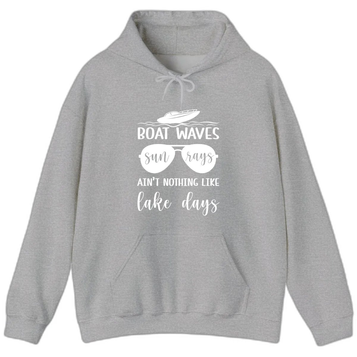 Boat Waves Sun Rays Lake Days Hoodie in Sport Grey