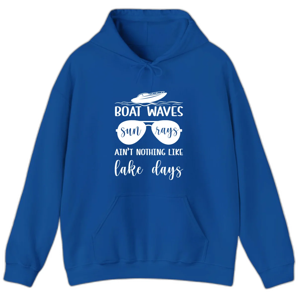 Boat Waves Sun Rays Lake Days Hoodie in Royal