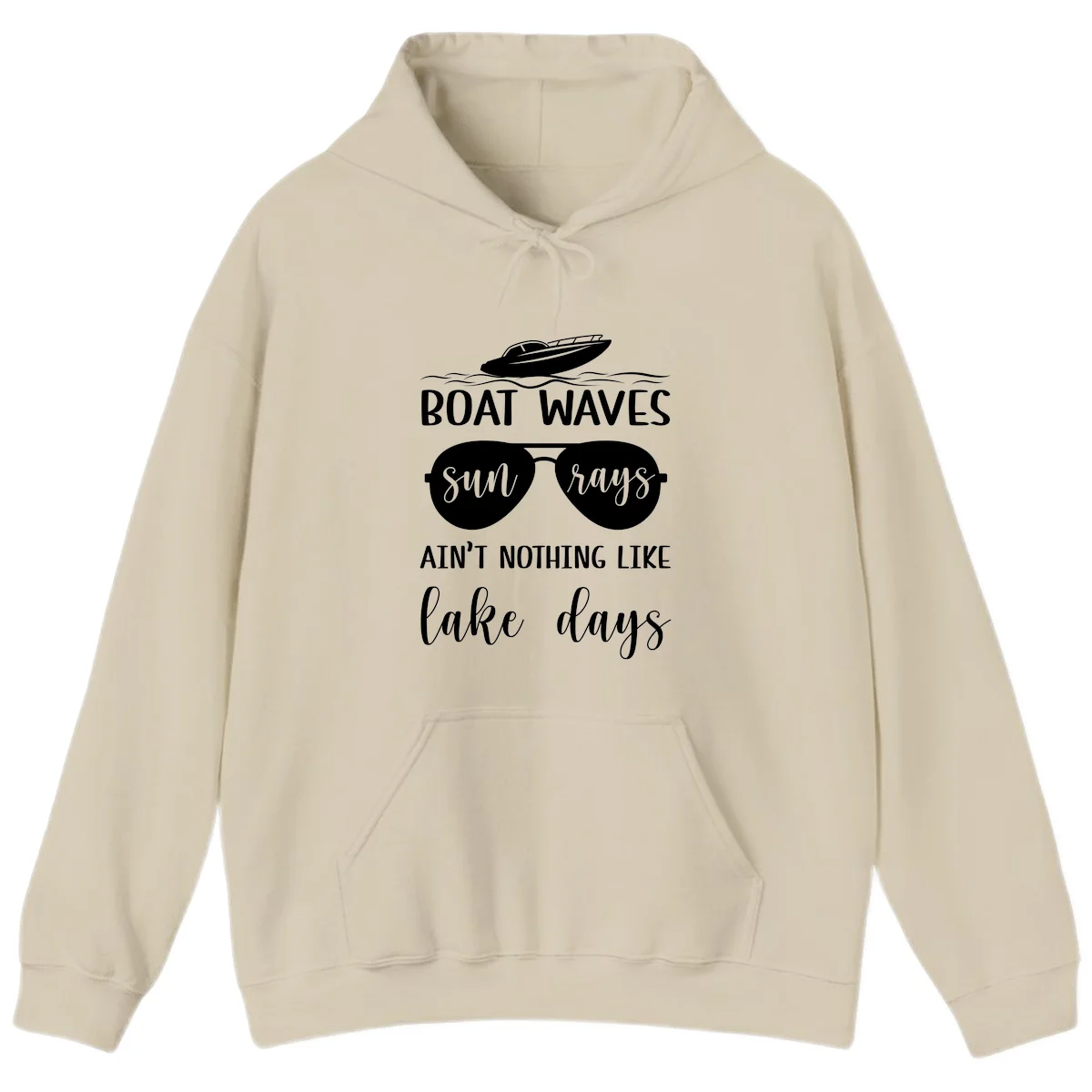 Boat Waves Sun Rays Lake Days Hoodie in Sand