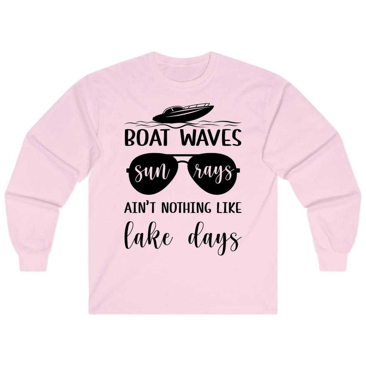 Boat Waves Sun Rays Lake Days Long Sleeve in Light Pink