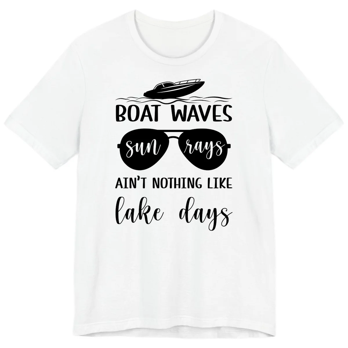 Boat Waves Sun Rays Lake Days Premium T-Shirt in White