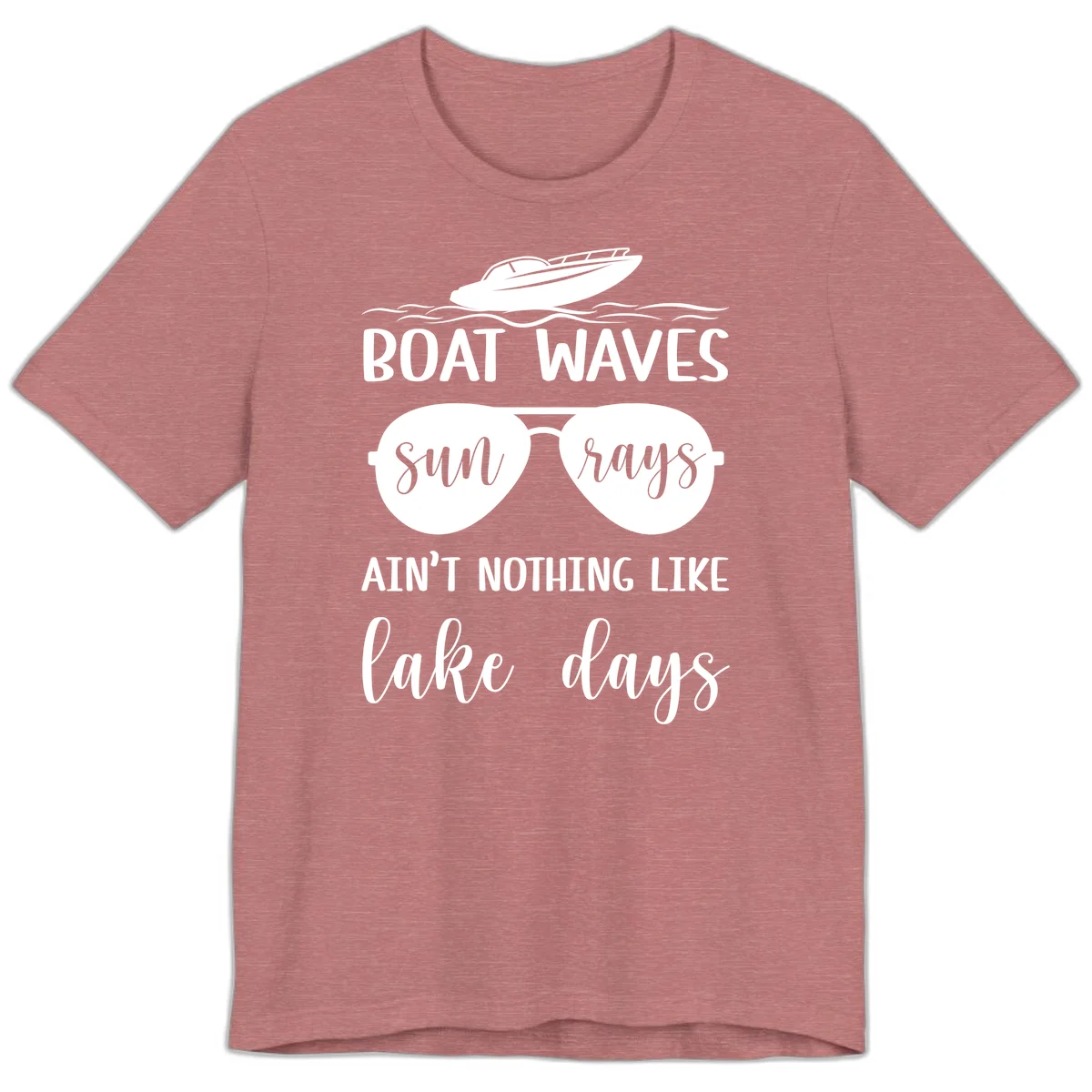 Boat Waves Sun Rays Lake Days Premium T-Shirt in Heather Mauve