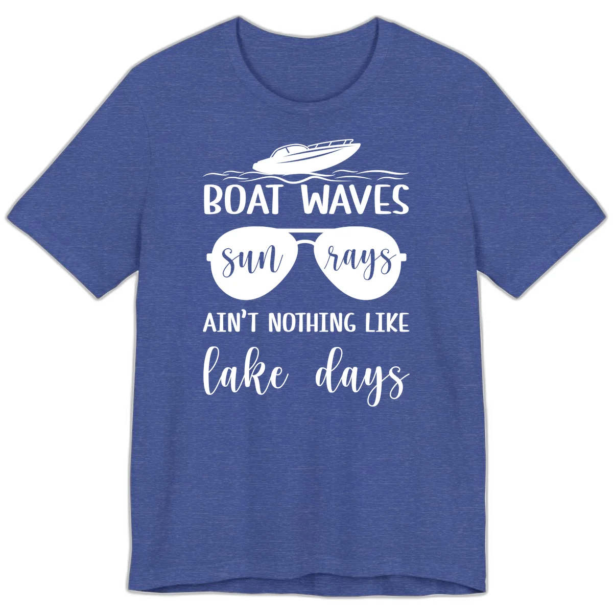 Boat Waves Sun Rays Lake Days Premium T-Shirt in Heather True Royal