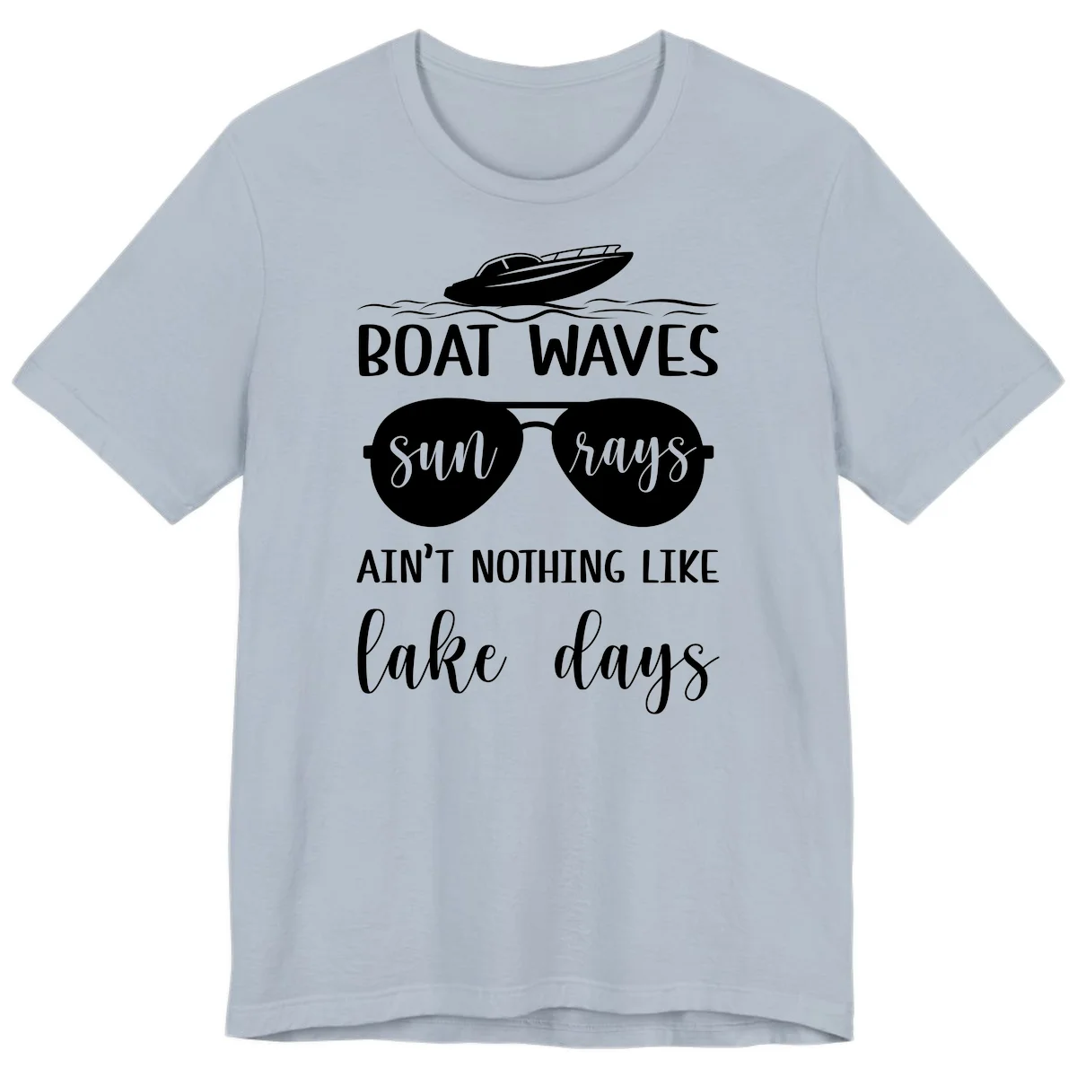 Boat Waves Sun Rays Lake Days Premium T-Shirt in Light Blue