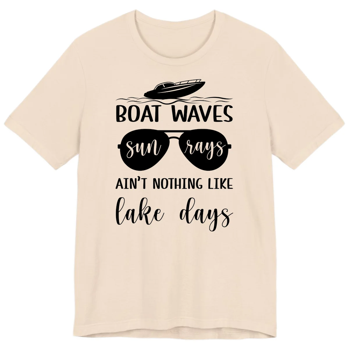 Boat Waves Sun Rays Lake Days Premium T-Shirt in Soft Cream
