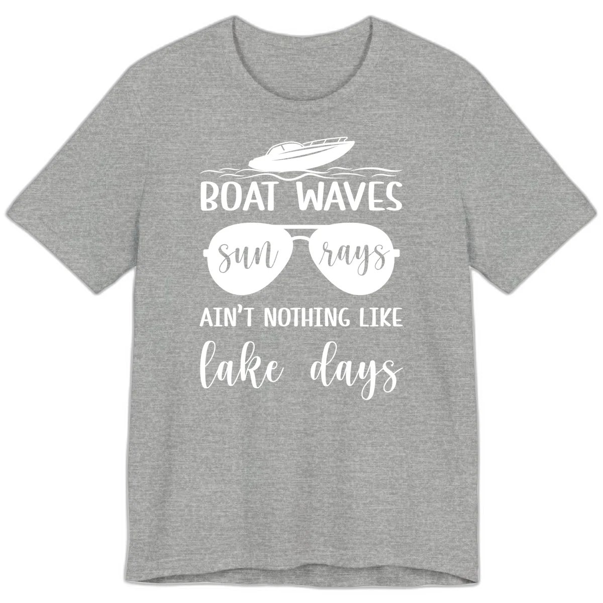 Boat Waves Sun Rays Lake Days Premium T-Shirt in Athletic Heather