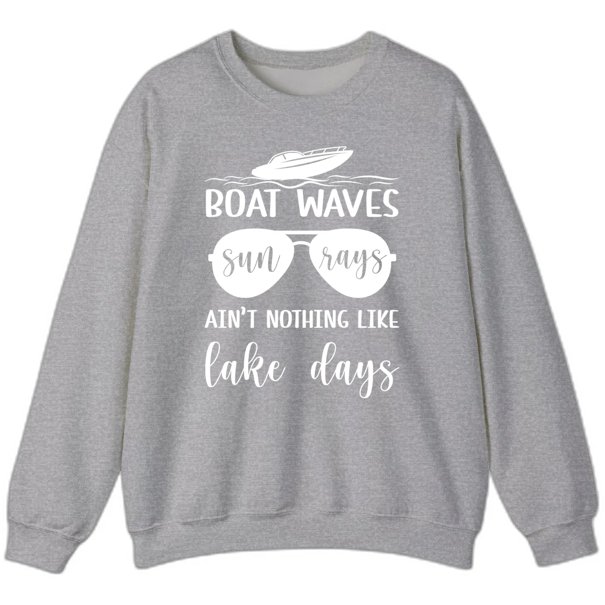Boat Waves Sun Rays Lake Days Sweatshirt in Sport Grey
