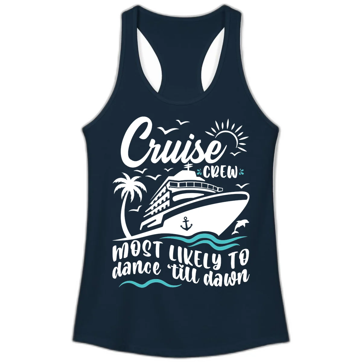 Cruise Crew Most Likely To Dance Ladies Tank in Solid Midnight Navy