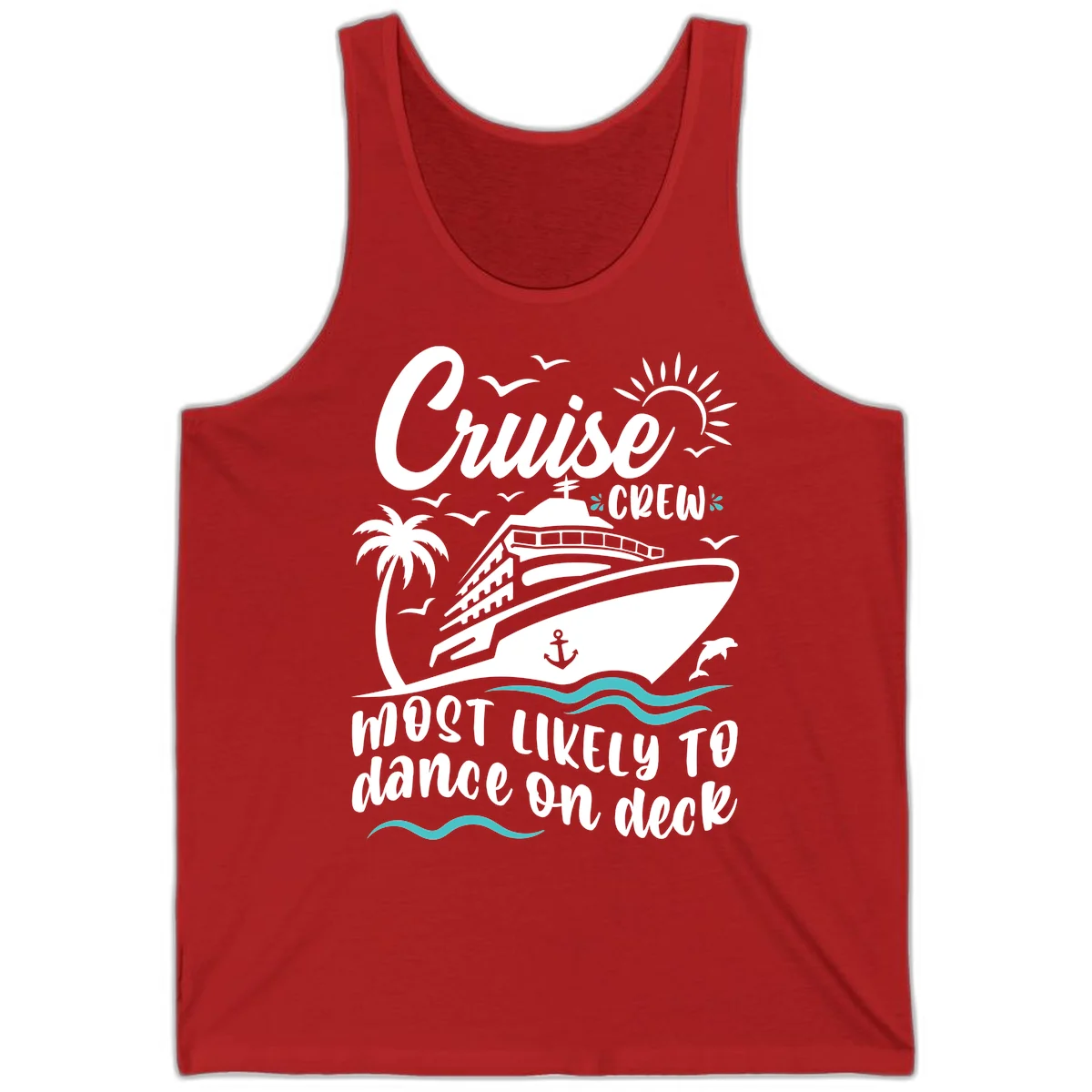 Cruise Crew Most Likely To Dance On Deck Tank in Red