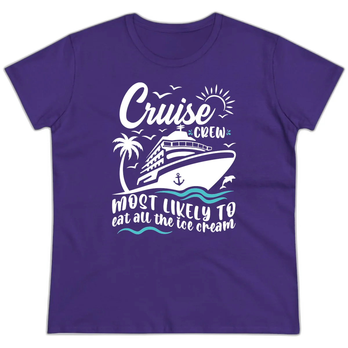 Cruise Crew Ice Cream Vacation Ladies Tee in Purple