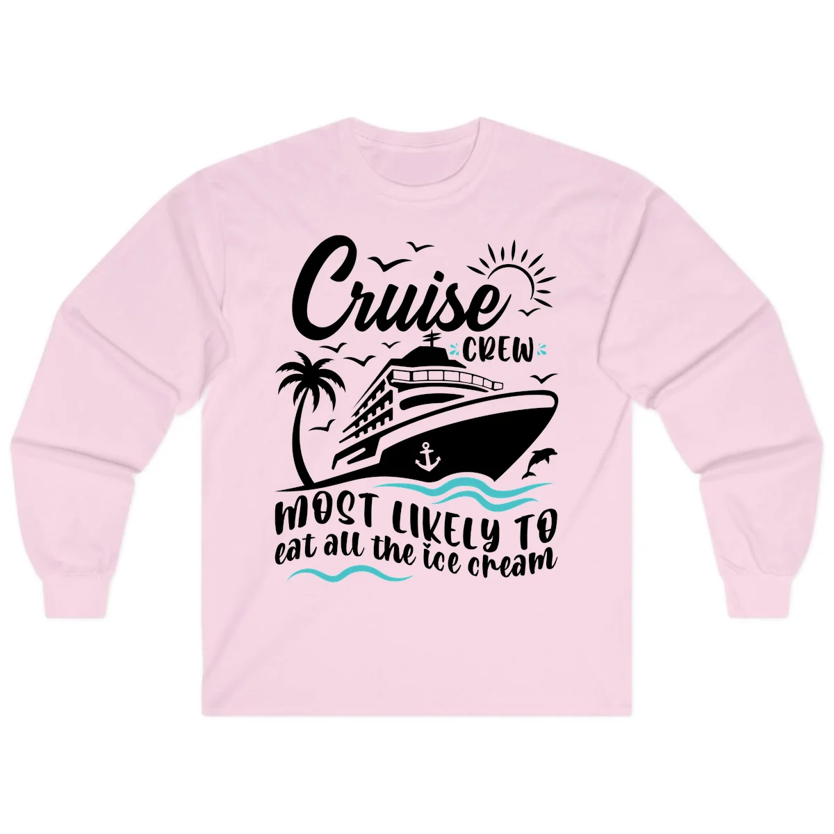 Cruise Crew Ice Cream Vacation Long Sleeve in Light Pink