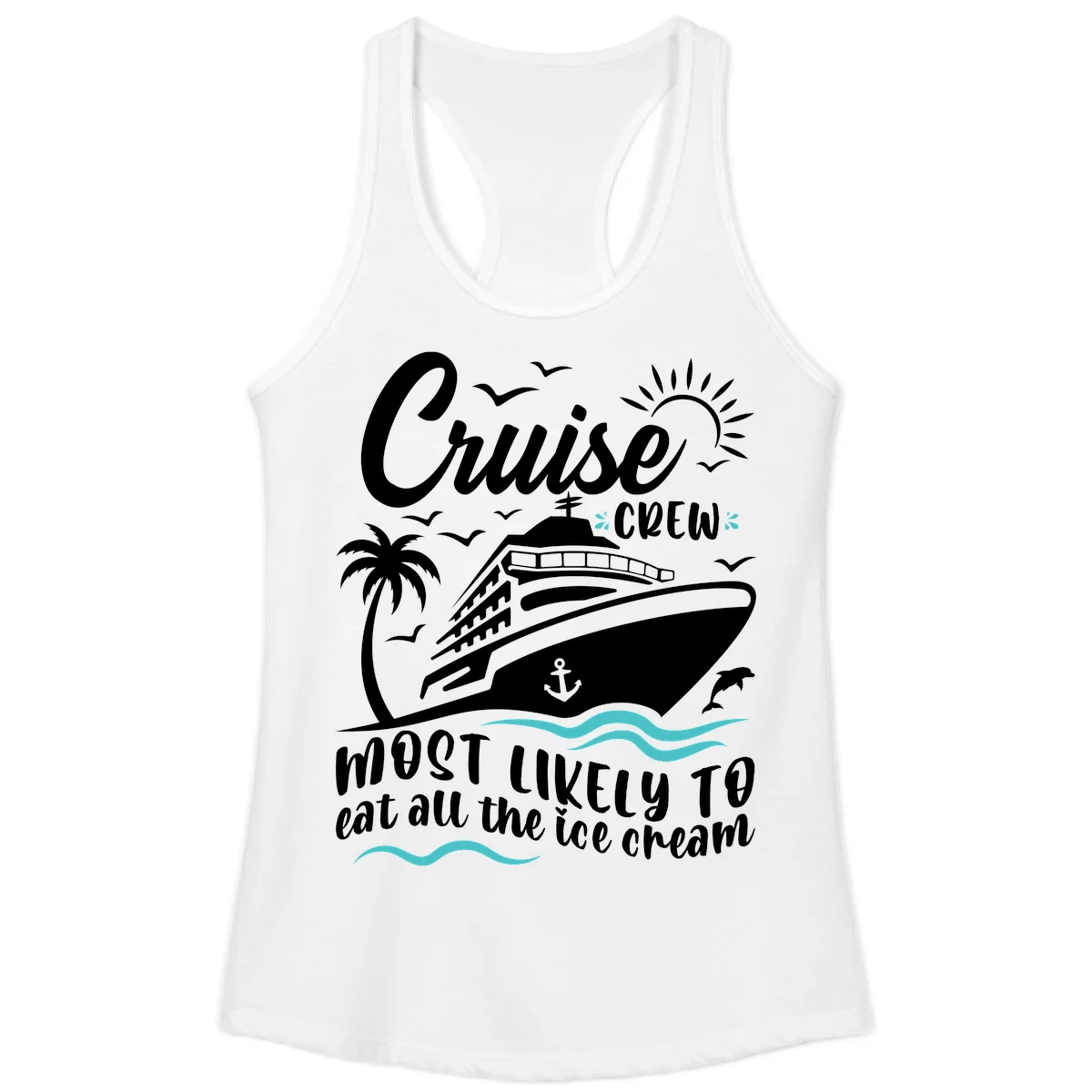 Cruise Crew Ice Cream Vacation Ladies Tank in White