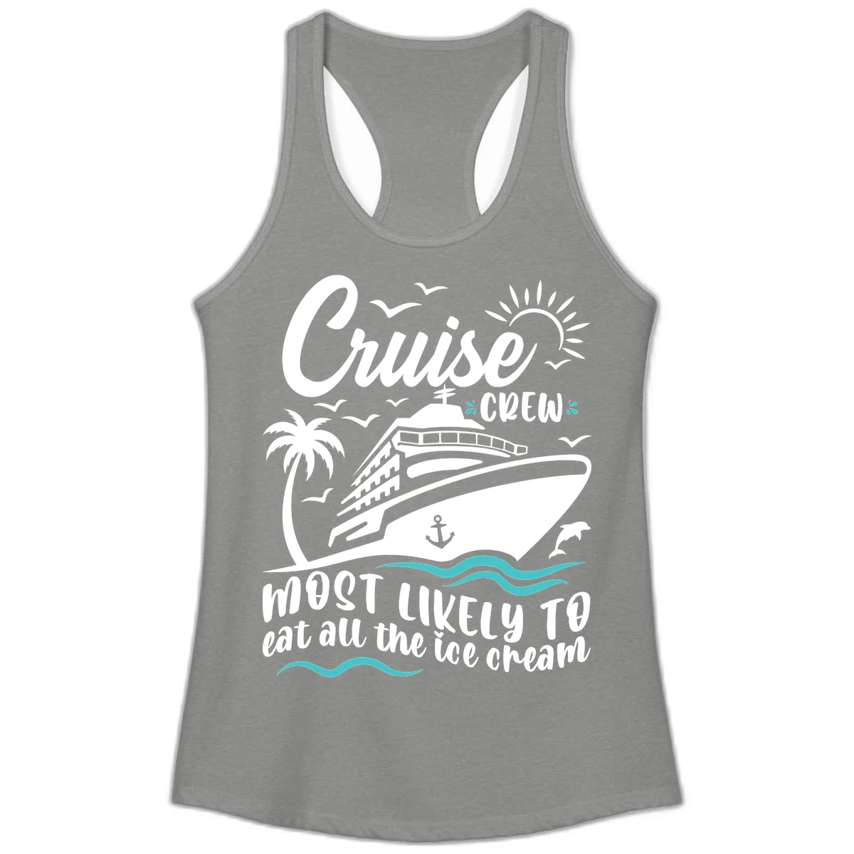 Cruise Crew Ice Cream Vacation Ladies Tank in Heather Grey
