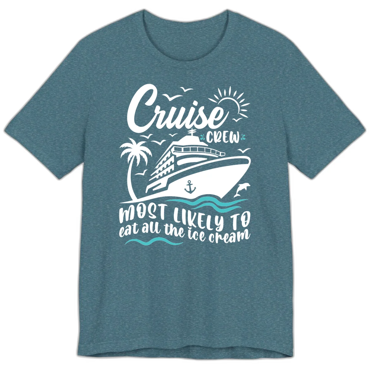 Cruise Crew Ice Cream Vacation Premium T-Shirt in Heather Deep Teal