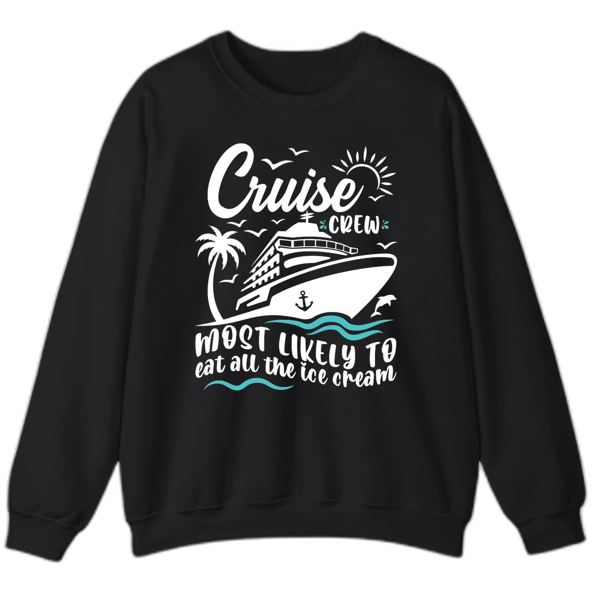 Cruise Crew Ice Cream Vacation Sweatshirt in Black
