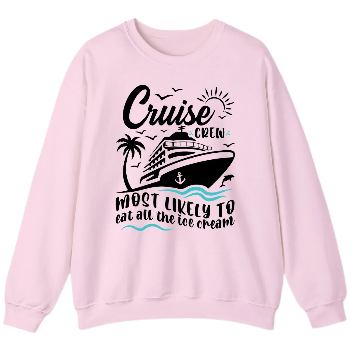 Cruise Crew Ice Cream Vacation Sweatshirt in Light Pink