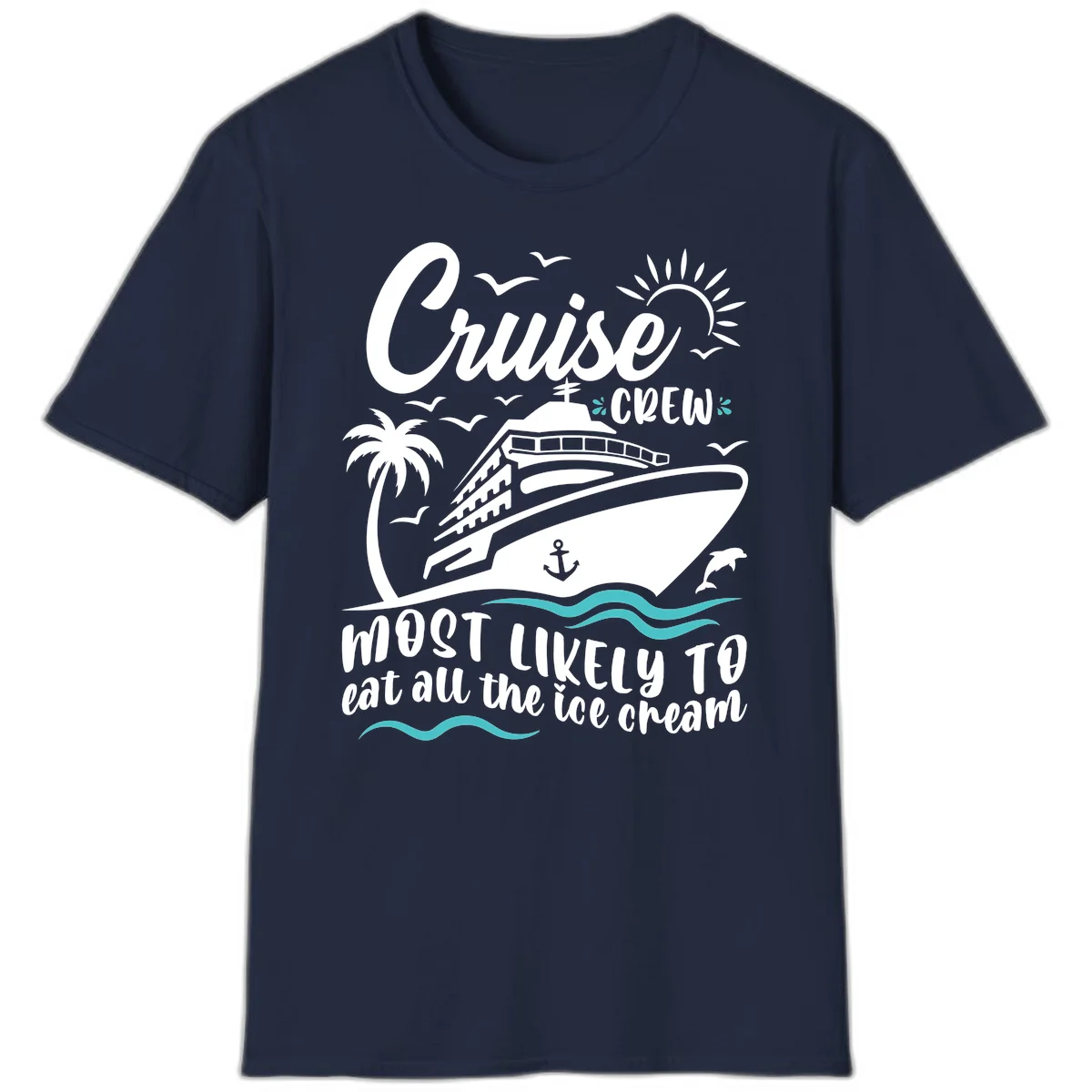 Cruise Crew Ice Cream Vacation T-Shirt in Navy