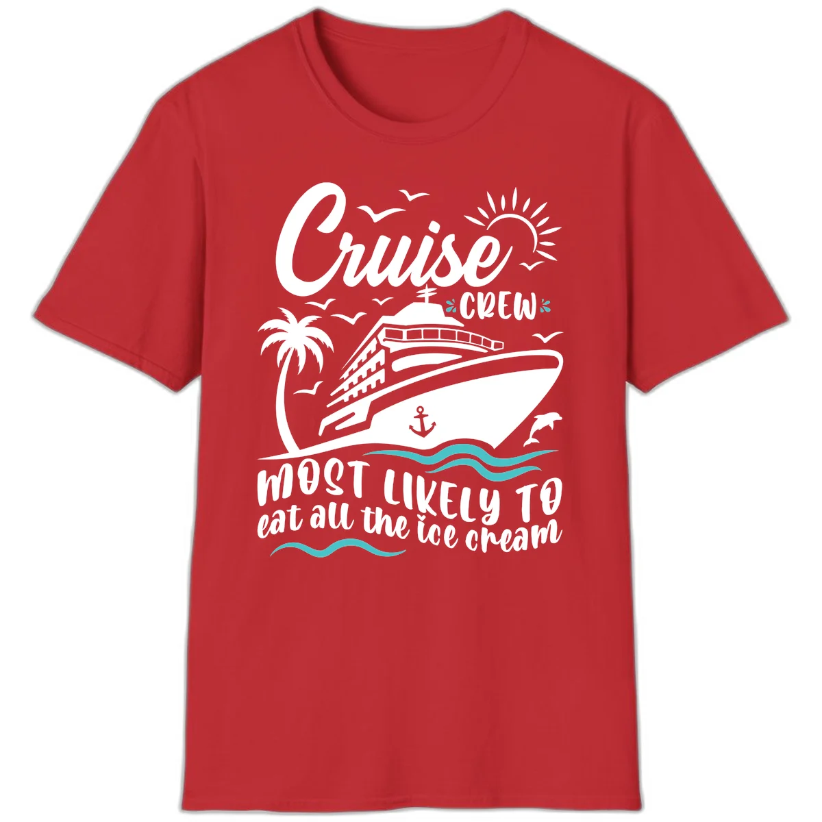 Cruise Crew Ice Cream Vacation T-Shirt in Red