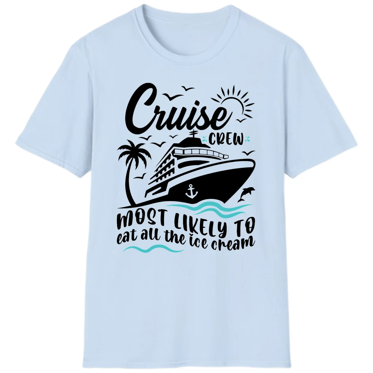 Cruise Crew Ice Cream Vacation T-Shirt in Light Blue