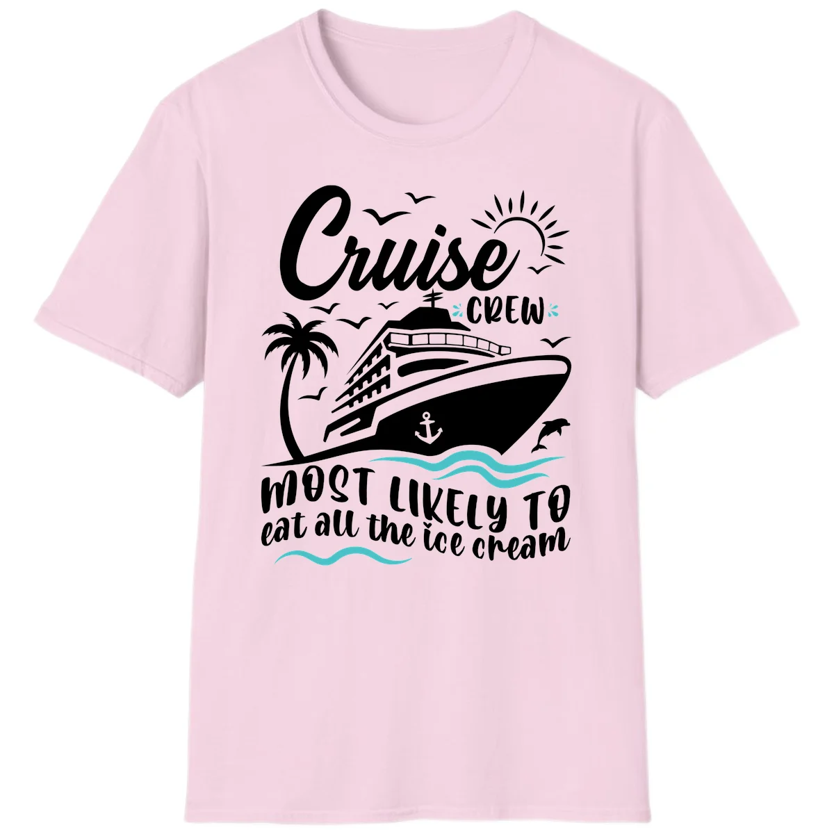 Cruise Crew Ice Cream Vacation T-Shirt in Light Pink