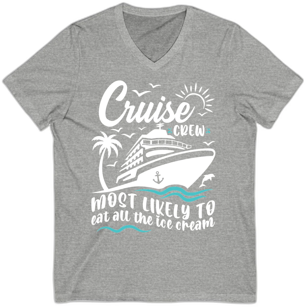 Cruise Crew Ice Cream Vacation V-Neck in Athletic Heather