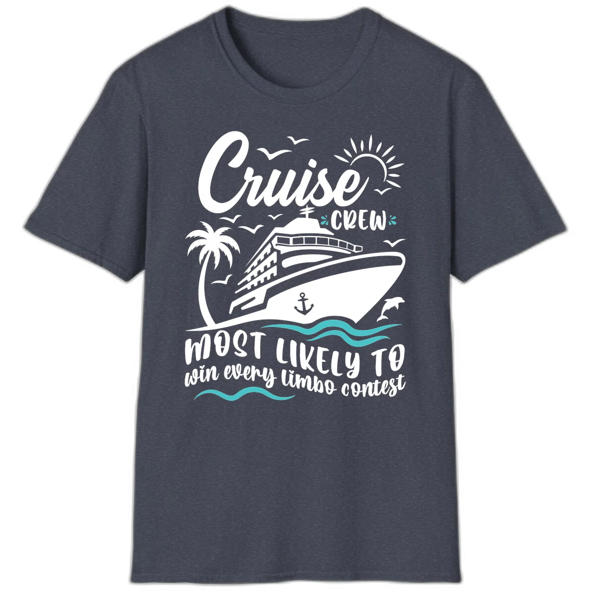 Cruise Crew Limbo Contest T-Shirt in Heather Navy