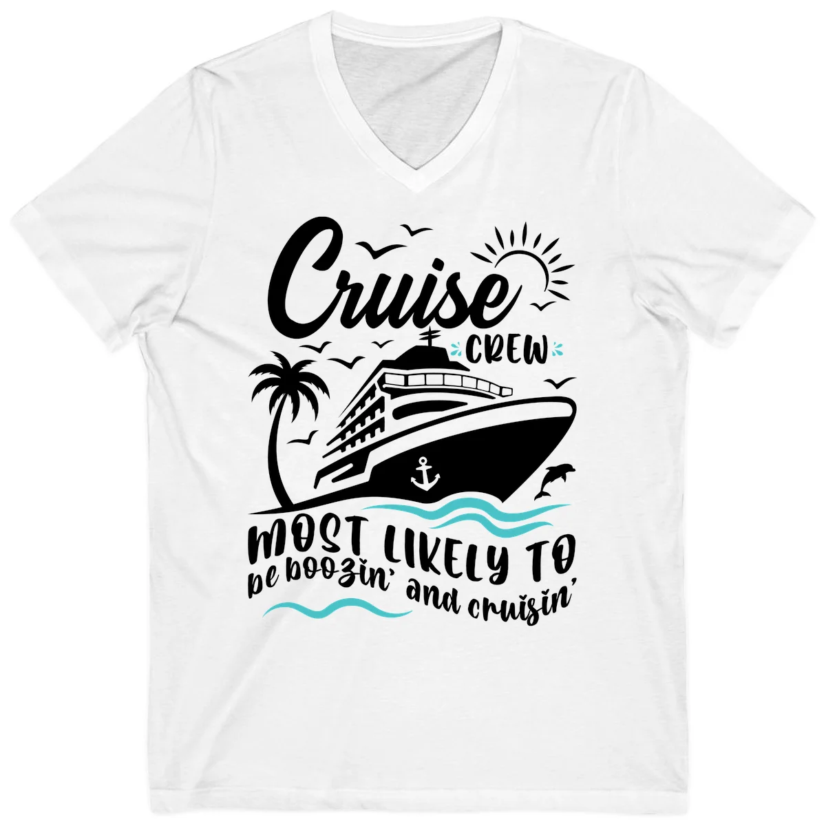 Cruise Crew Most Likely To Booze And Cruisin V-Neck in White