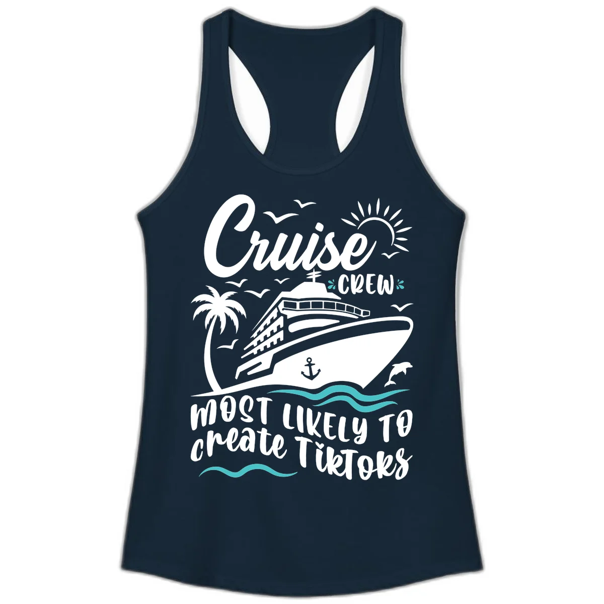 Cruise Crew Most Likely To Create TikToks Ladies Tank in Solid Midnight Navy