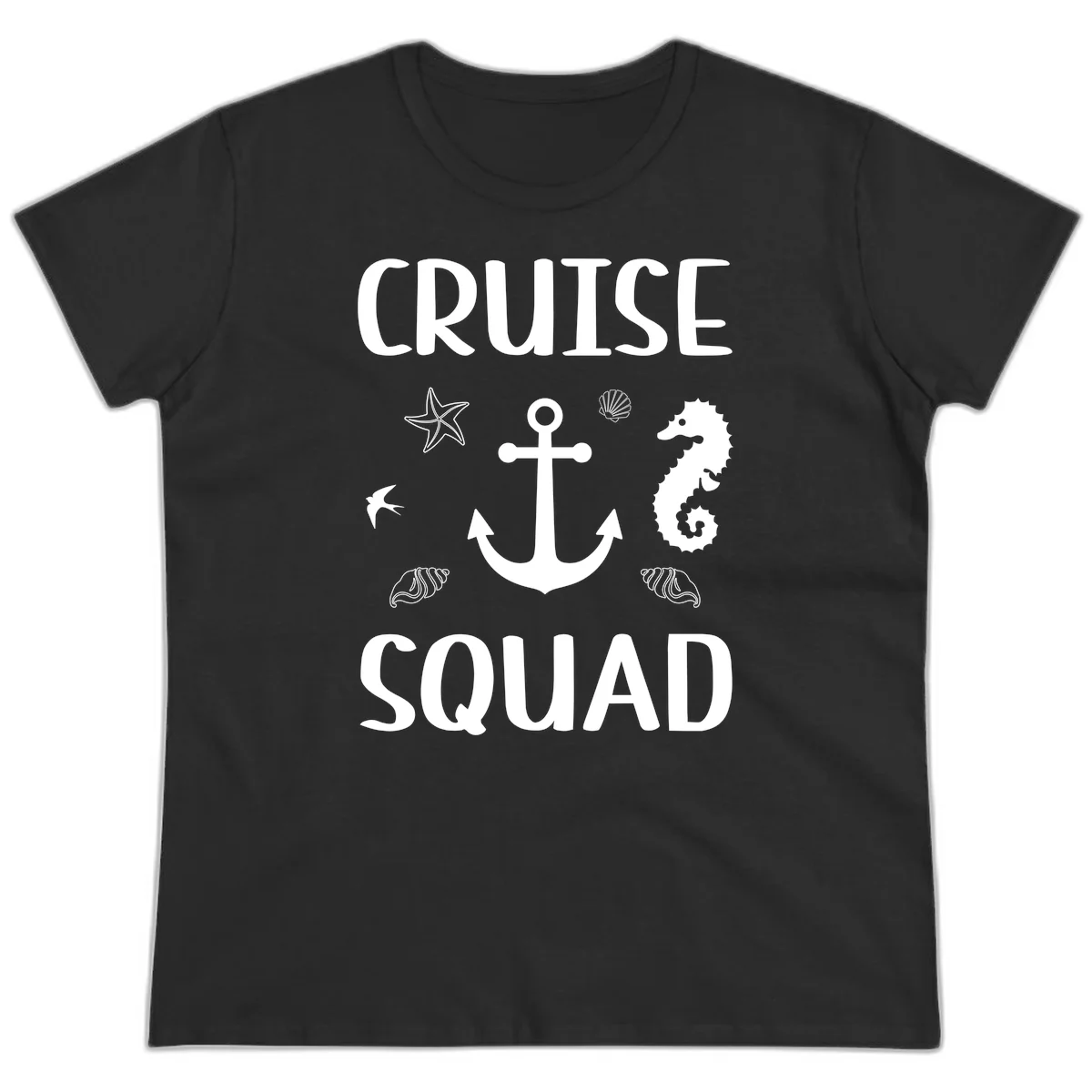 Cruise Squad Anchor Ladies Tee in Black
