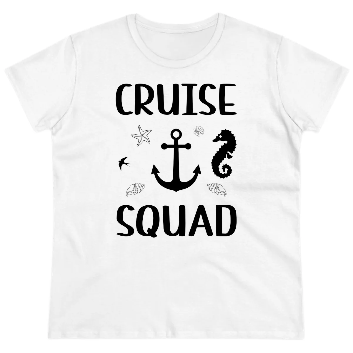 Cruise Squad Anchor Ladies Tee in White