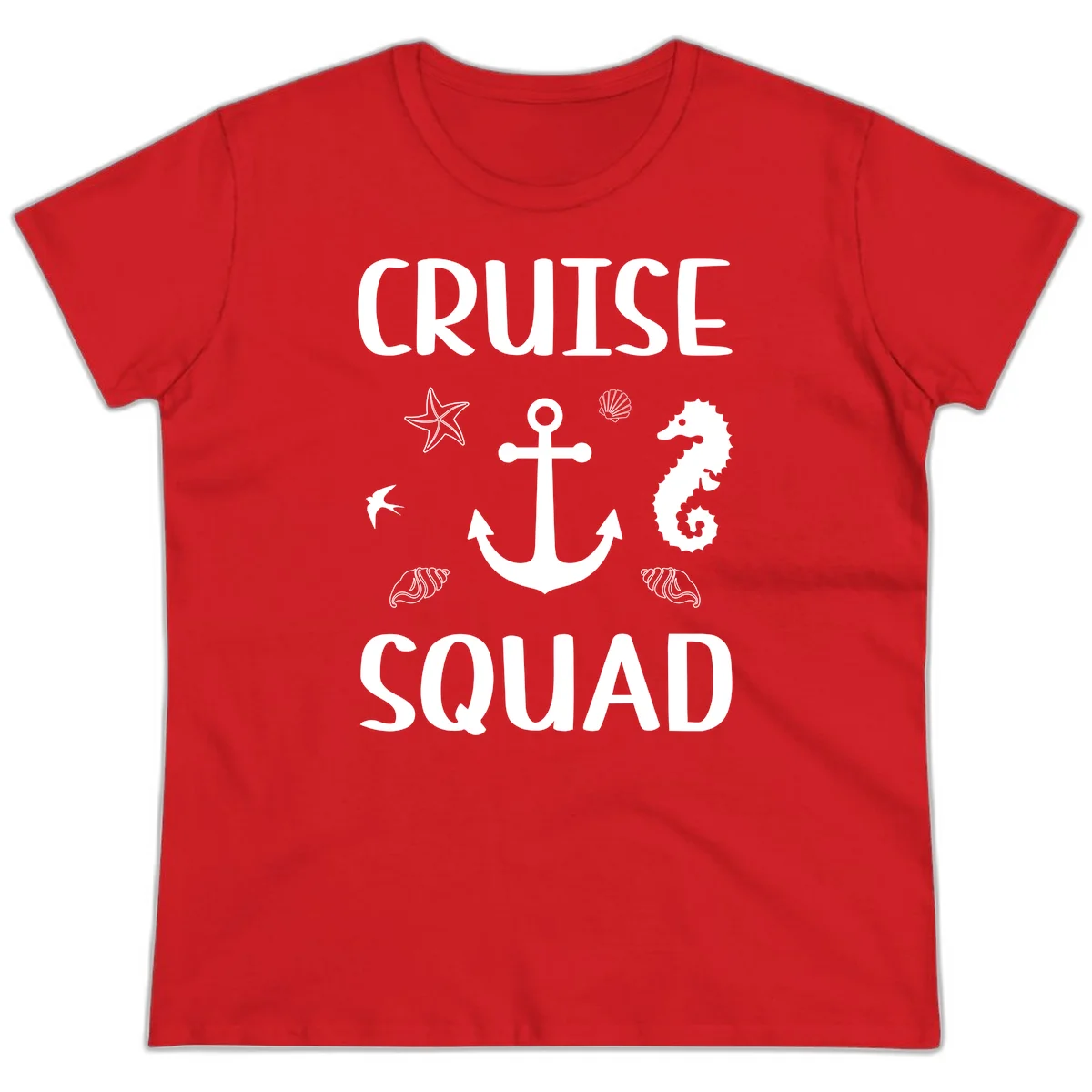 Cruise Squad Anchor Ladies Tee in Red