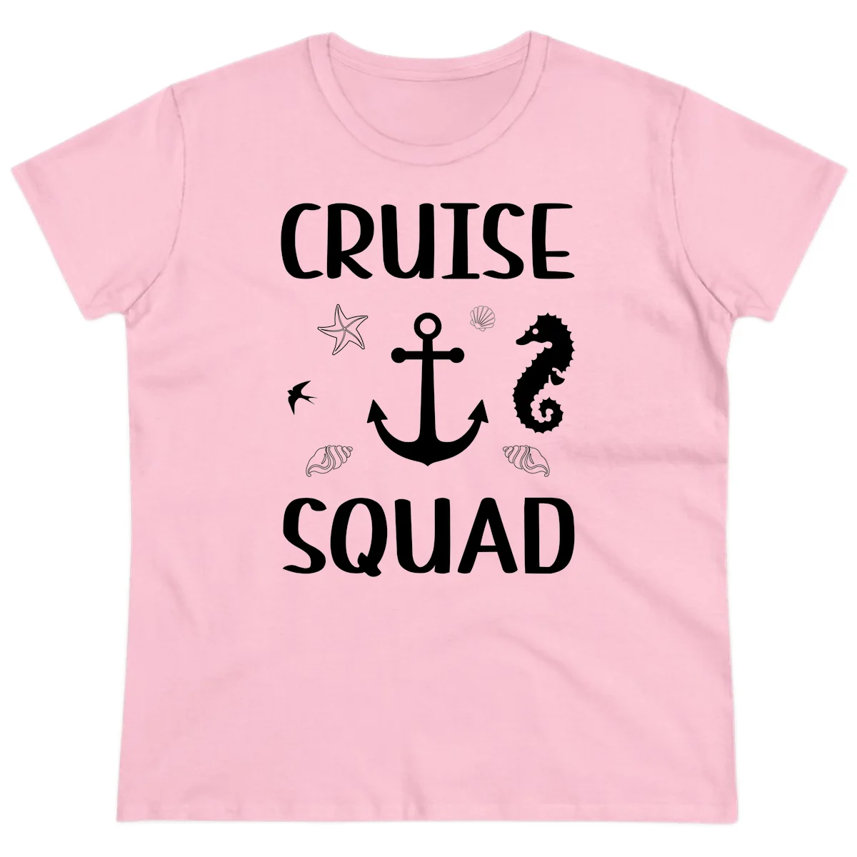 Cruise Squad Anchor Ladies Tee in Light Pink