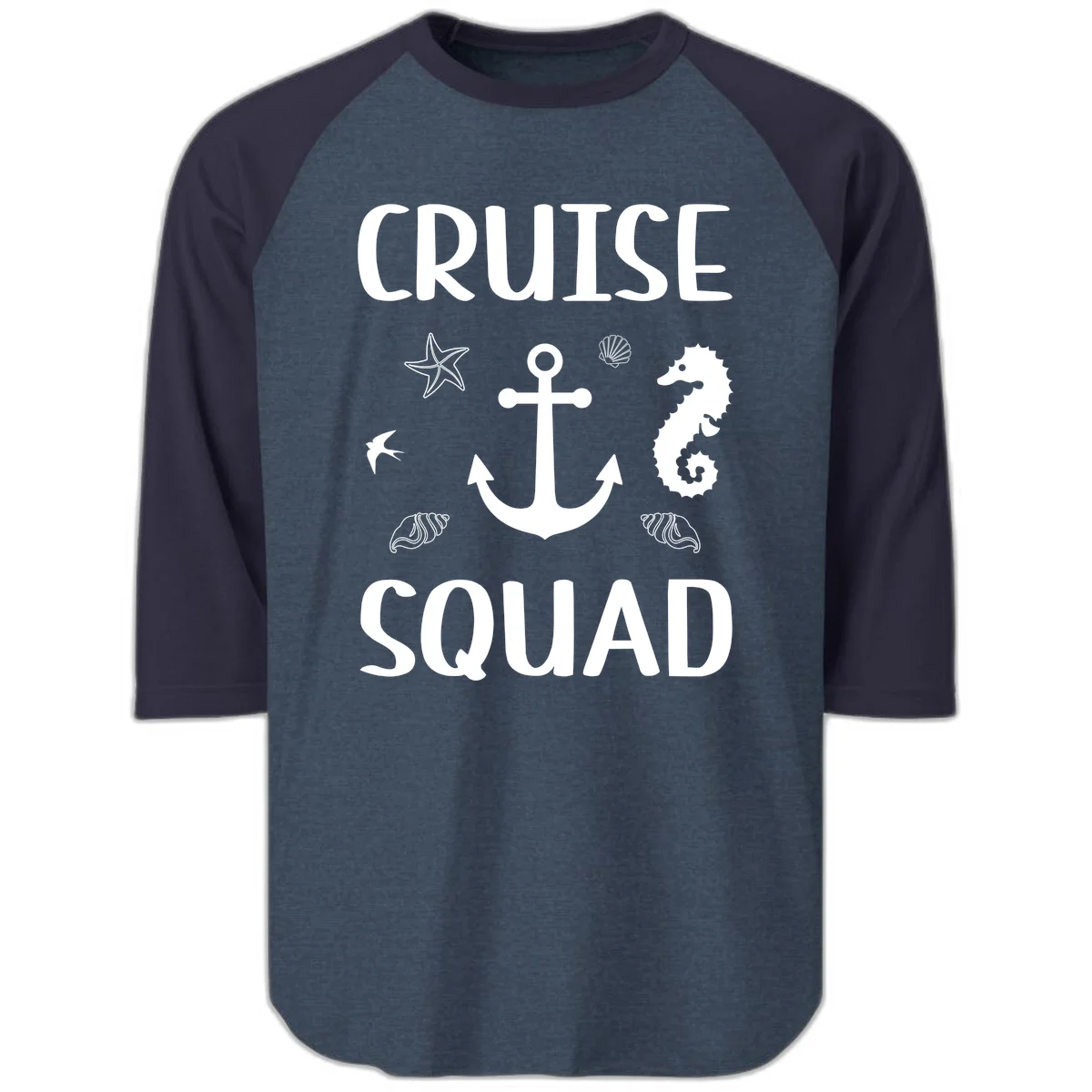 Cruise Squad Anchor Raglan 3/4 in Heather Denim Navy
