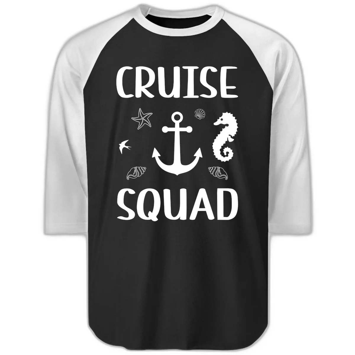 Cruise Squad Anchor Raglan 3/4 in Black White