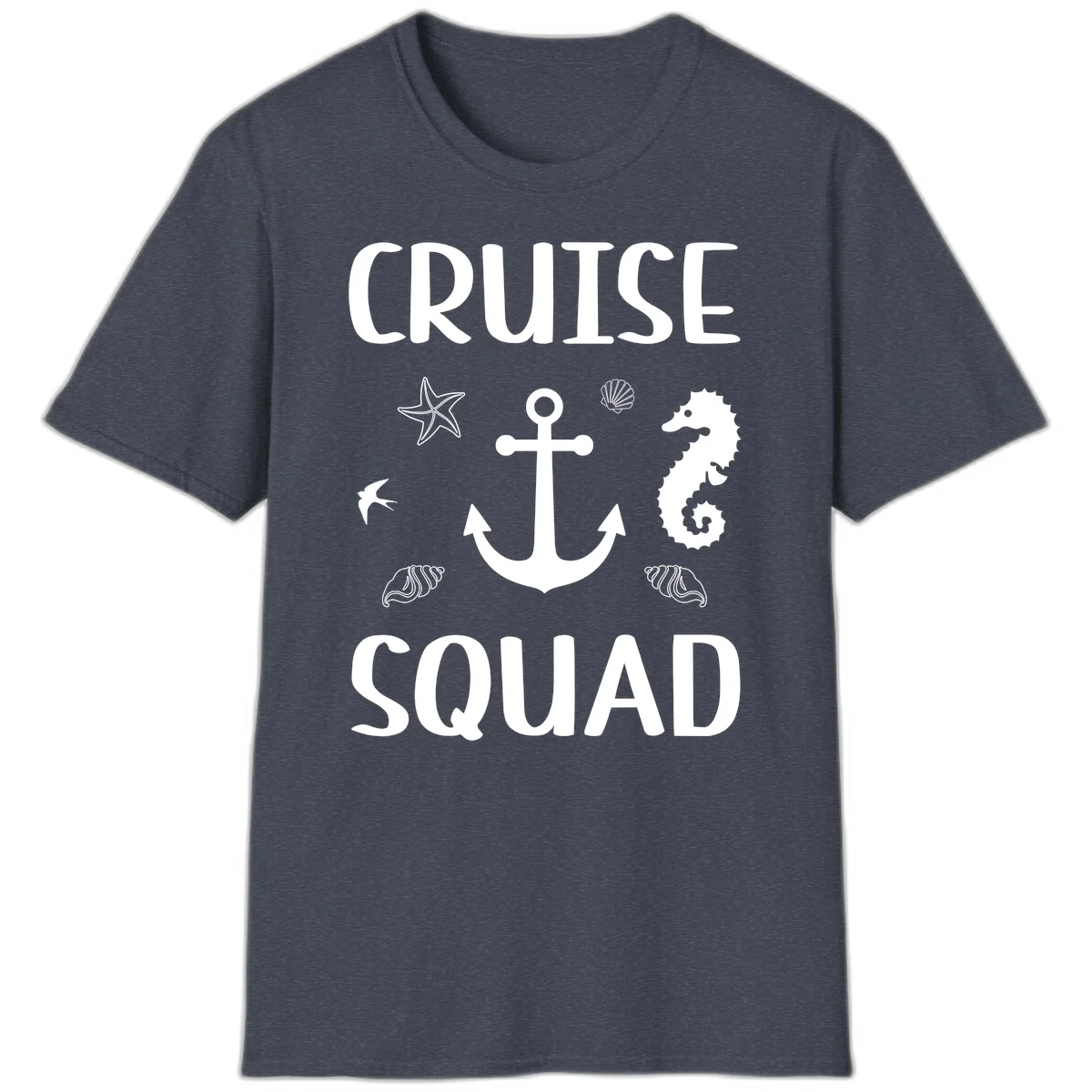 Cruise Squad Anchor T-Shirt in Heather Navy