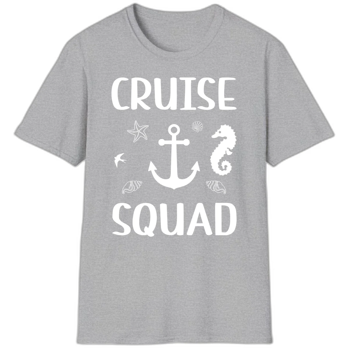 Cruise Squad Anchor T-Shirt in Sport Grey