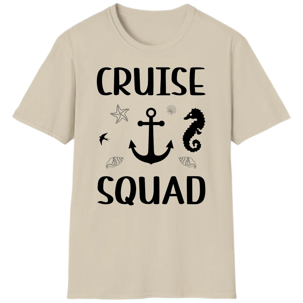 Cruise Squad Anchor T-Shirt in Sand