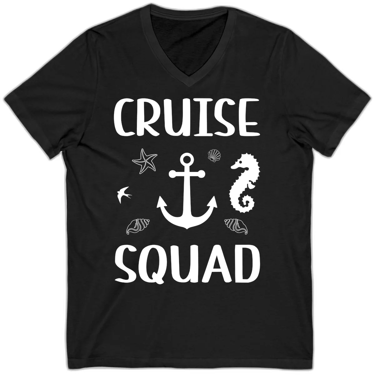 Cruise Squad Anchor V-Neck in Black