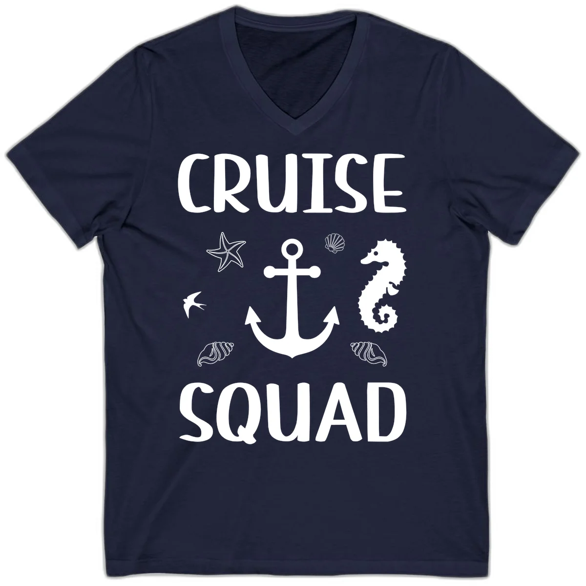 Cruise Squad Anchor V-Neck in Navy
